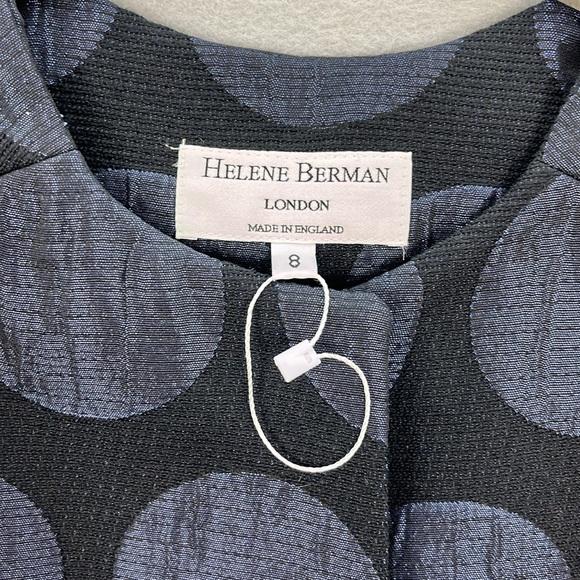 Helene Berman NWOT women’s Collarless Coat/Jacket  black/blue shimmered Dots 8/M - Picture 5 of 8